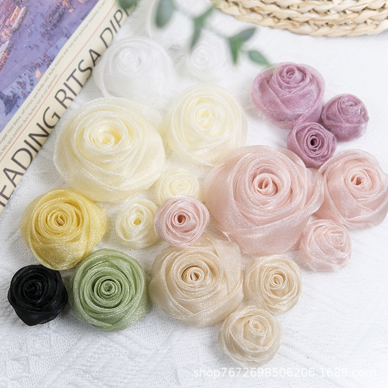 3-4.5cm Organza Snow Rose Head - Baby Clothing Designer review and price