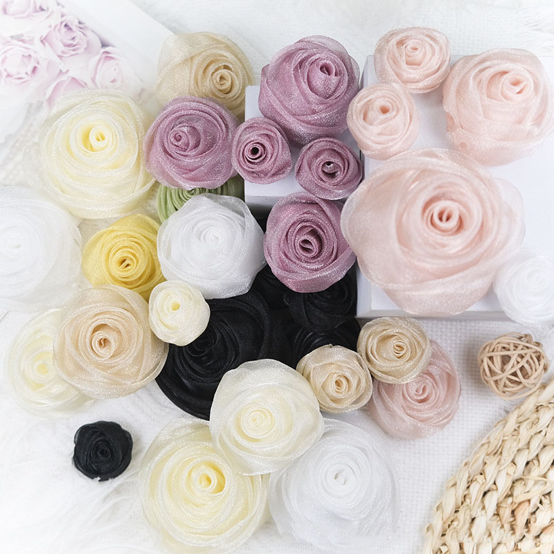 3-4.5cm Organza Snow Rose Head - Baby Clothing Designer review and price